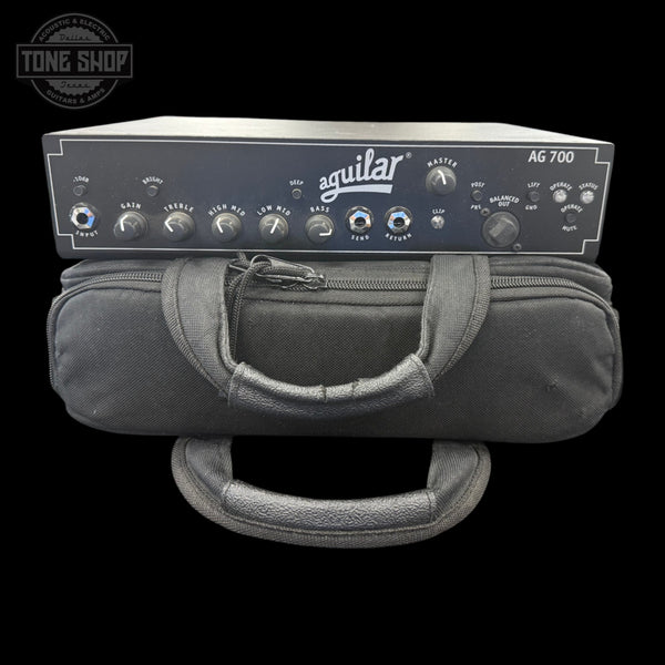 Front of Used Aguilar AG700 Super Light 700 Watt Bass Head.