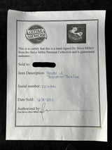 Certificate of authenticity for a Fender LE Telecaster Thinline guitar from the Steve Miller Personal Collection.
