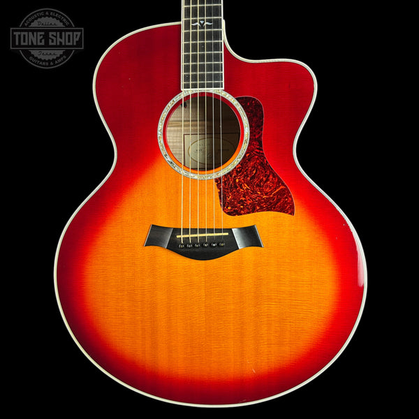 Front of Used 2004 Taylor 615CE Cherry Sunburst.
