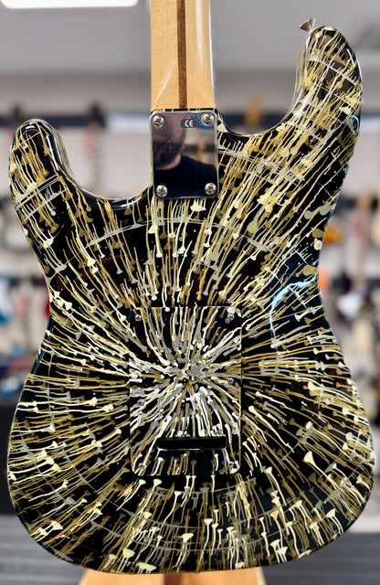 Back of body of Used Fender Splatter Stratocaster Drop Black w/bag TSS6304