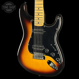Front angle of Used 2010 Fender FSR HH Strat Sunburst.