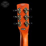Back of headstock of Used Gretsch G9201 Honey Dipper Resonator.