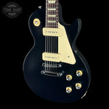Front angle of Used 2014 Gibson Les Paul Tribute P90 Worn Ebony.