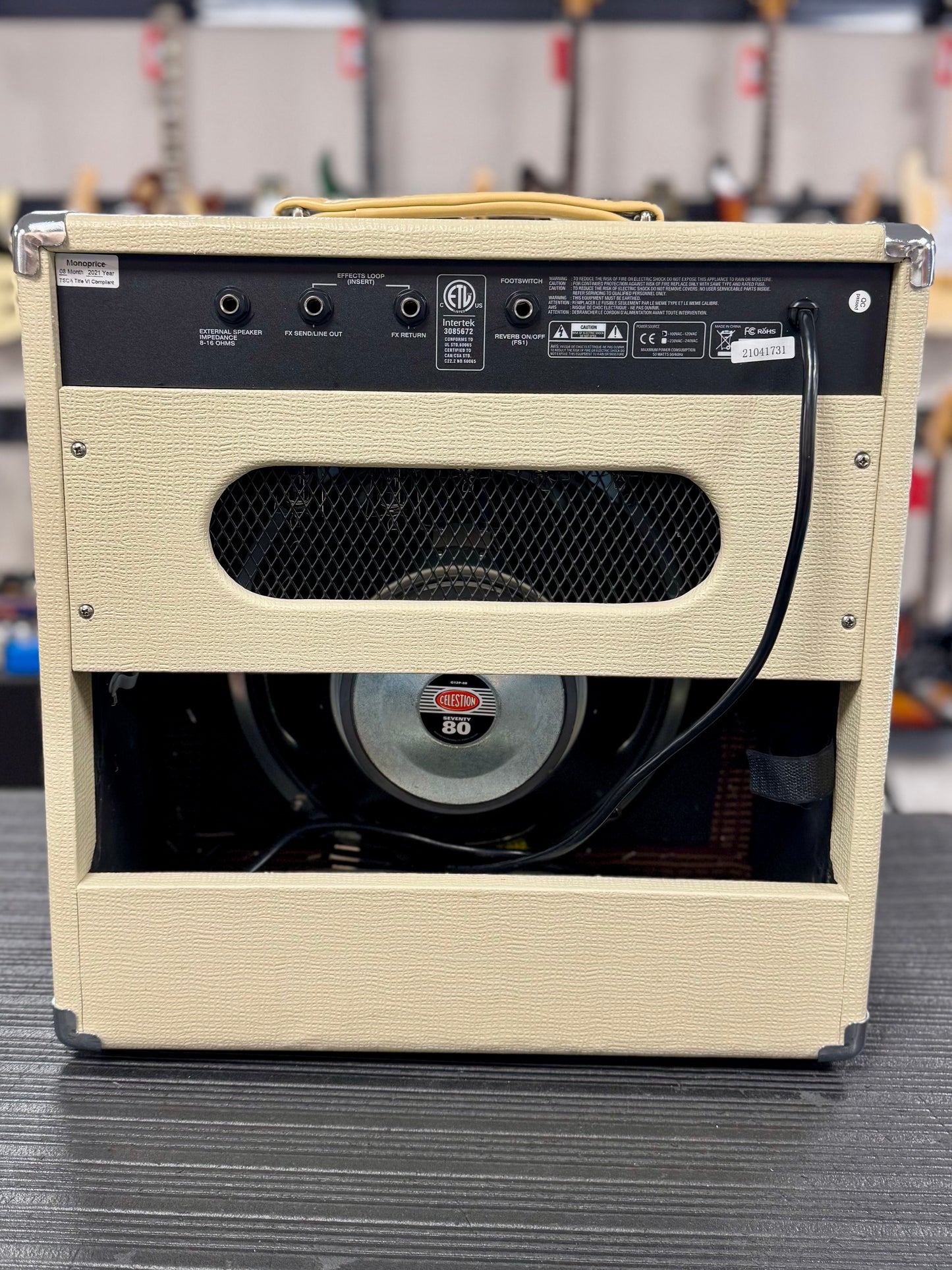 Rear of Used Stage Right 611815by Monoprice 15W Tube Amp w/ Celestion Seventy80 Speaker TSS6329