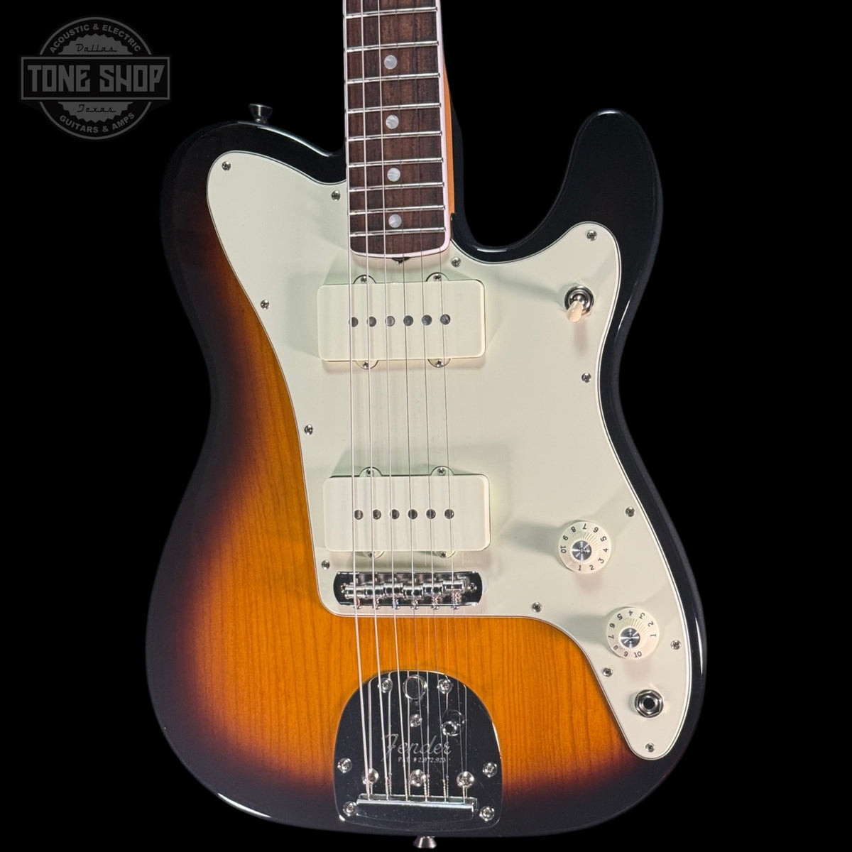 Front of Used 2018 Fender Limited Edition Jazz-Tele 2-Color Sunburst.