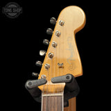 Headstock of Used 2018 Fender Limited Edition Jazz-Tele 2-Color Sunburst.