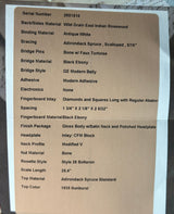 Spec sheet for Martin Custom Shop Dread 28 Style 1935 Sunburst Adirondack / Wild Grain East Indian Rosewood.
