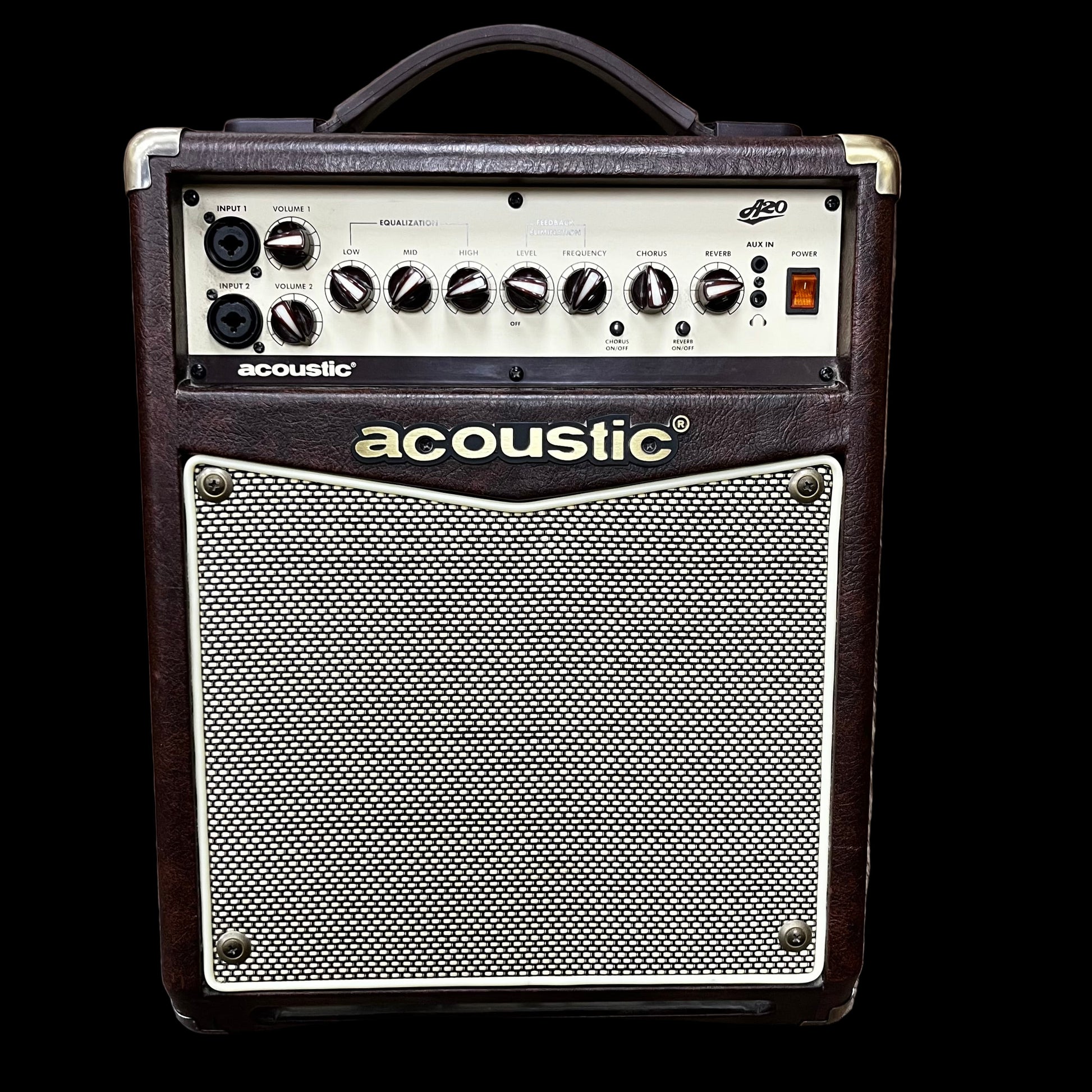 Front of Used Acoustic A20 Acousitc 20 Watt 1X8 Amplifier TFW2445