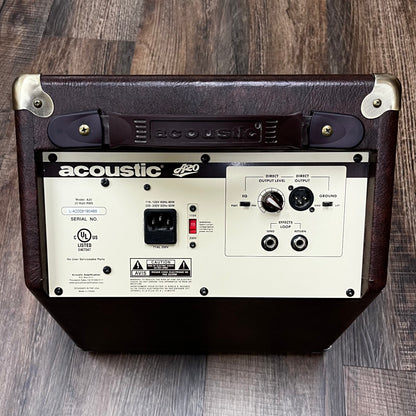 Back panel of Used Acoustic A20 Acousitc 20 Watt 1X8 Amplifier TFW2445