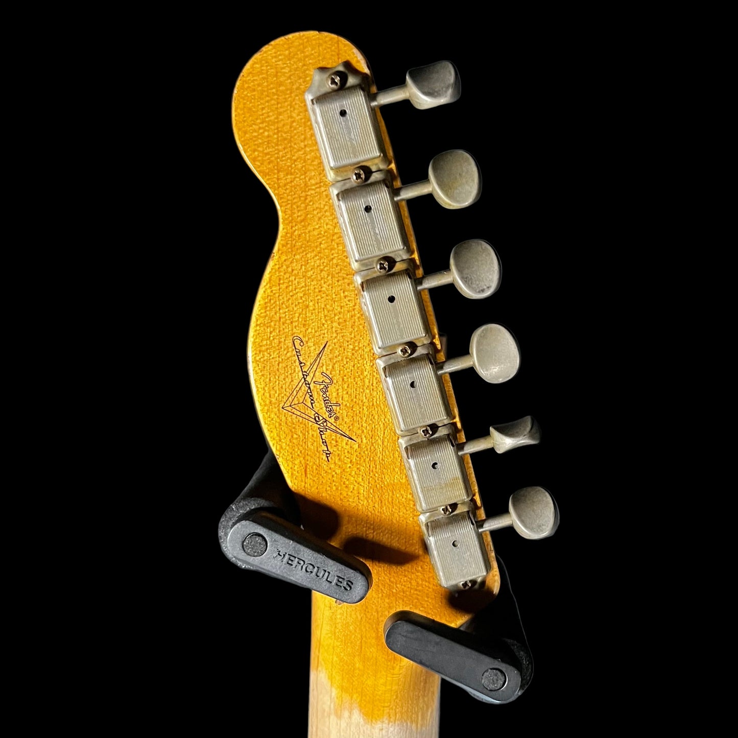 Back of headstock of Used 2022 Fender Custom Shop Journeyman Telecaster Relic Chocolate 3TSB w/OHSC TFW2429