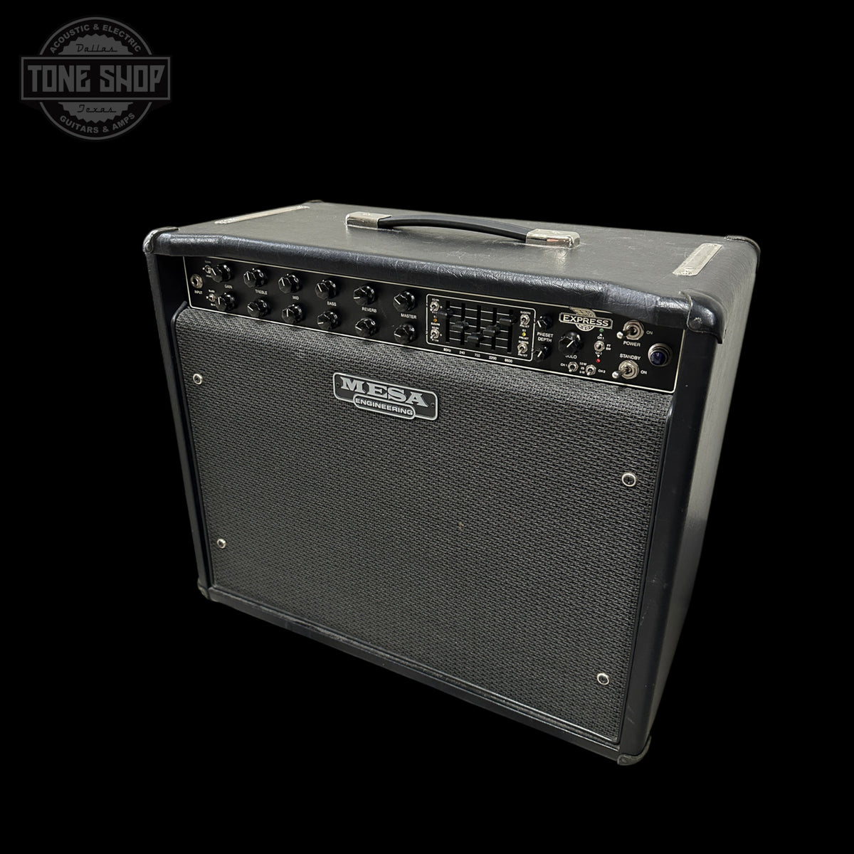 Guitar amplifier with Mesa Boogie logo on a black background