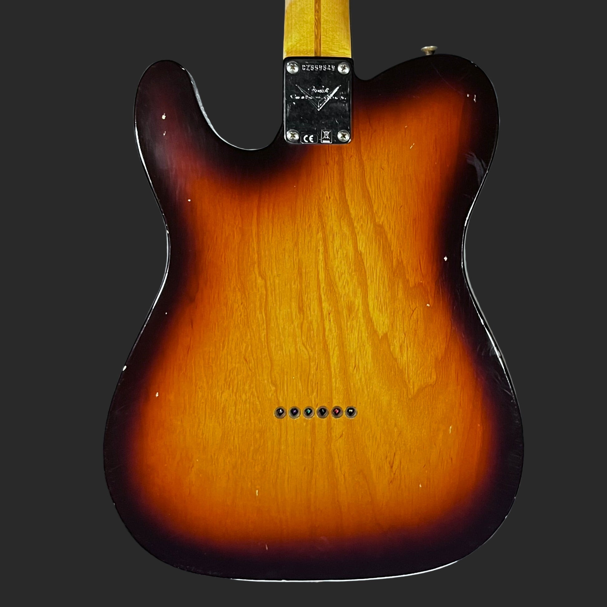 Back of Used 2022 Fender Custom Shop Journeyman Telecaster Relic Chocolate 3TSB w/OHSC TFW2429