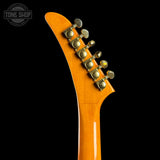 Back of headstock of Used Epiphone Korina Explorer.