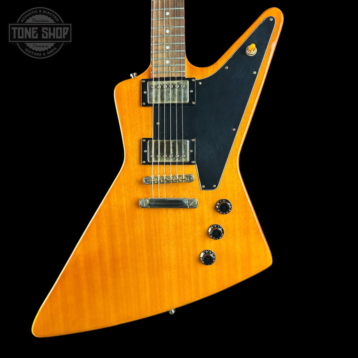 Front of Used Epiphone Korina Explorer.