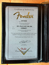 Certificate of authenticity for Fender Custom Shop 1960's Telecaster Custom Journeyman Relic Chocolate 3 Tone Sunburst.