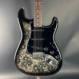 Front of Used Fender FSR Black Paisley Strat.