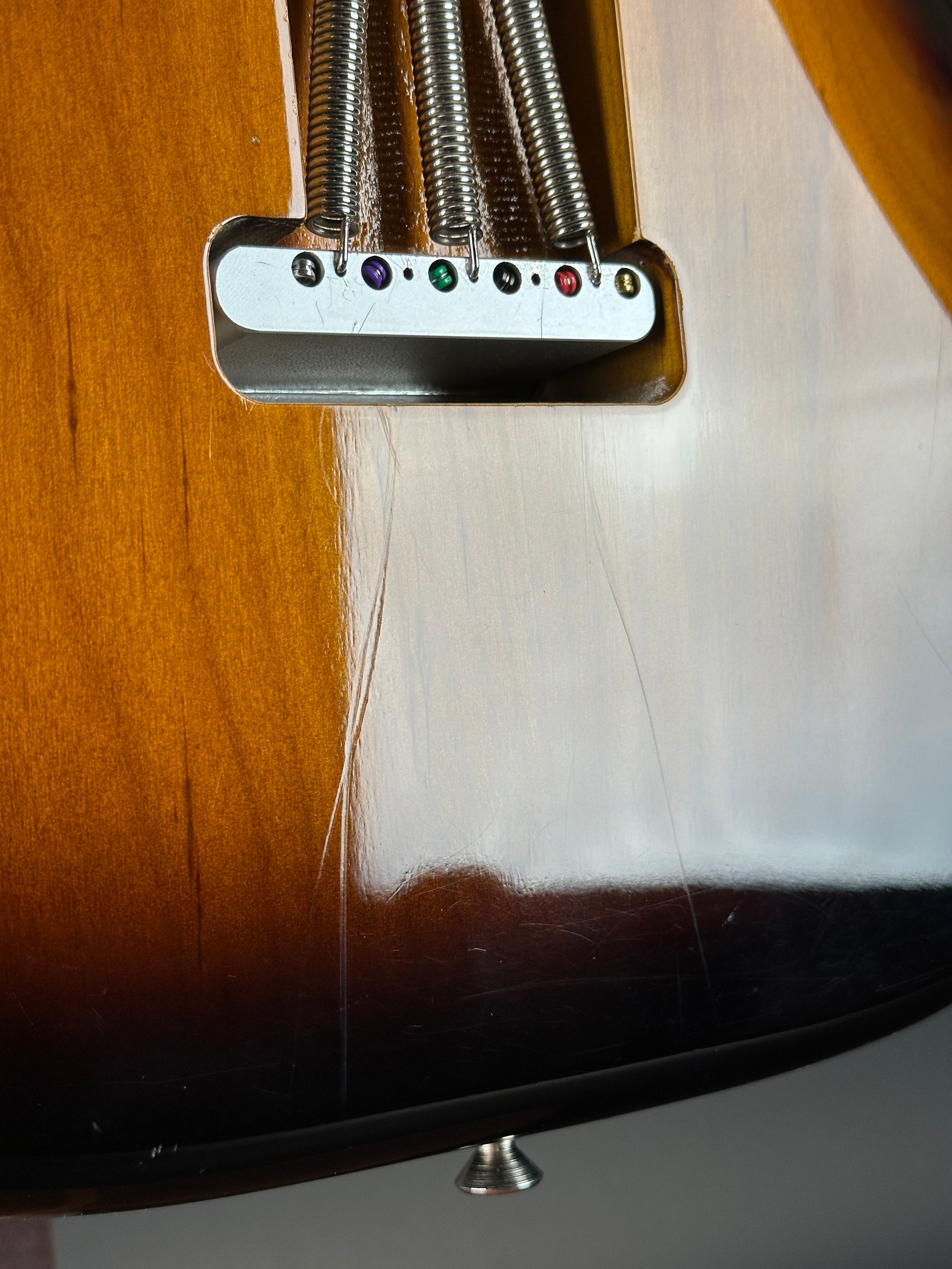 Wear on back of Used Fender Eric Johnson Strat 2-Color Sunburst.