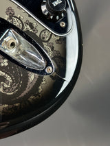 Wear on body of Used Fender FSR Black Paisley Strat.