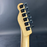 Back of headstock of Used Fender FSR Black Paisley Tele.