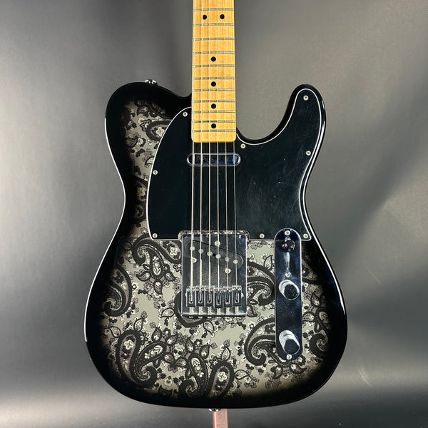 Front of Used Fender FSR Black Paisley Tele.