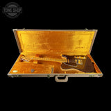 Guitar in a gold case with 'Tone Shop' logo in the corner