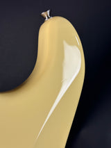 Ding on back of Used 2018 Fender Eric Johnson Thinline Strat Vintage White.