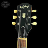 Headstock of Used Epiphone ES-335 Sunburst.