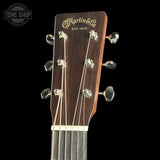 Headstock of Used Martin D-18E LRB Natural.