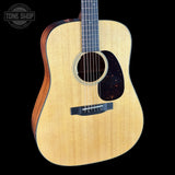 Front angle of Used Martin D-18E LRB Natural.