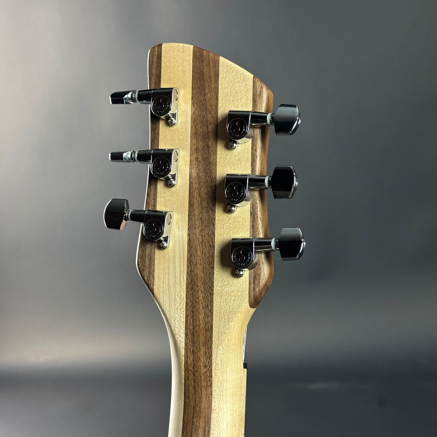 Back of headstock of Used Rickenbacker 330W Walnut.