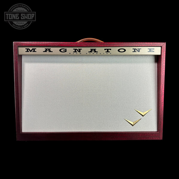 Front of Magnatone TSG Exclusive Twilighter Stereo Red Croc/White 2X12 Tube Amp Combo.