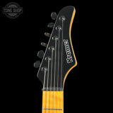Guitar headstock with 'Kramer' branding on a black background