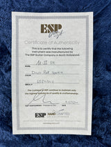 Certificate of authenticity for ESP USA M-II NTB Floyd Rose Gold Hardware Disco Pink Sparkle SD2.