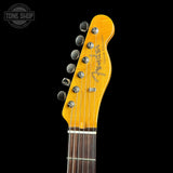 Headstock of Used 2023 Fender JV Modified 60s Custom Telecaster Firemist Gold.