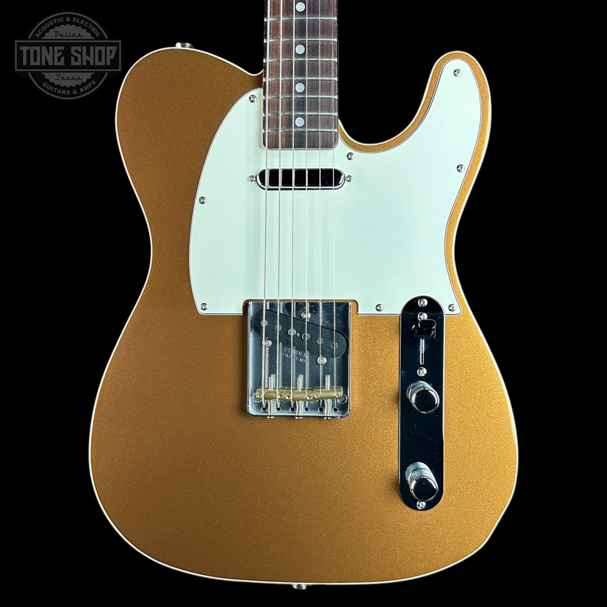 Front of Used 2023 Fender JV Modified 60s Custom Telecaster Firemist Gold.