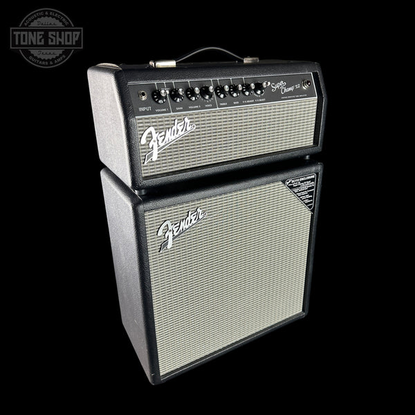 Fender guitar amplifier on a black background with 'Tone Shop' logo.