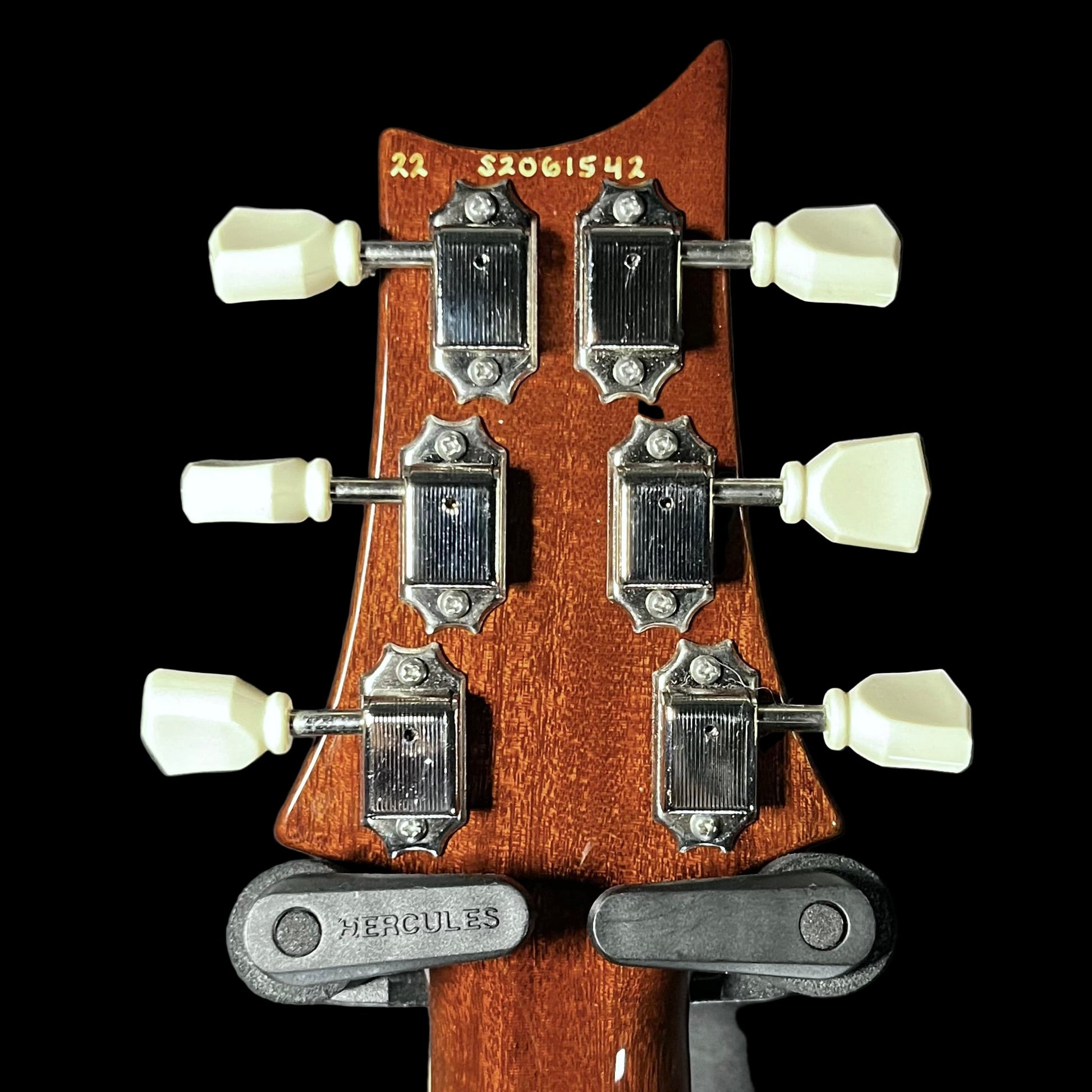 Back of headstock of Used 2022 PRS S2 McCarty Quilt Livingston Lemondrop w/bag TFW2483