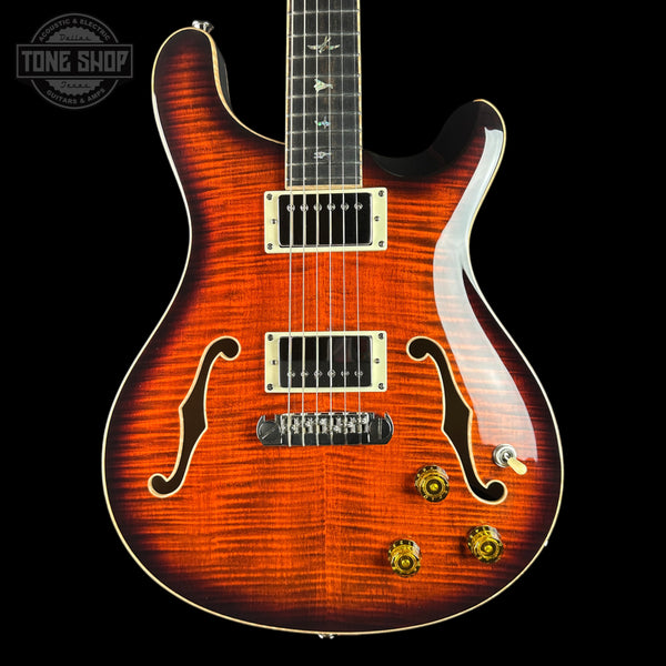 Front of Used 2024 PRS SE Hollowbody Piezo Sunburst.
