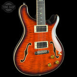 Front angle of Used 2024 PRS SE Hollowbody Piezo Sunburst.