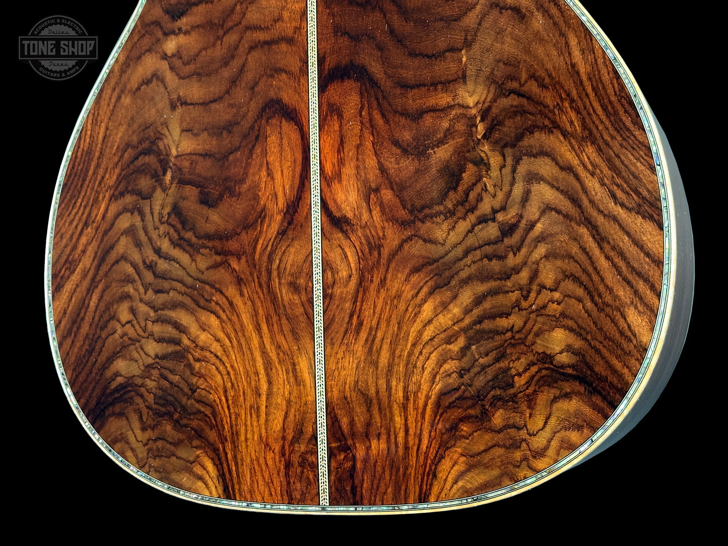 Back angle of Martin Custom Shop 00-12F 45 Style Adirondack/Wild Grain East Indian Rosewood.