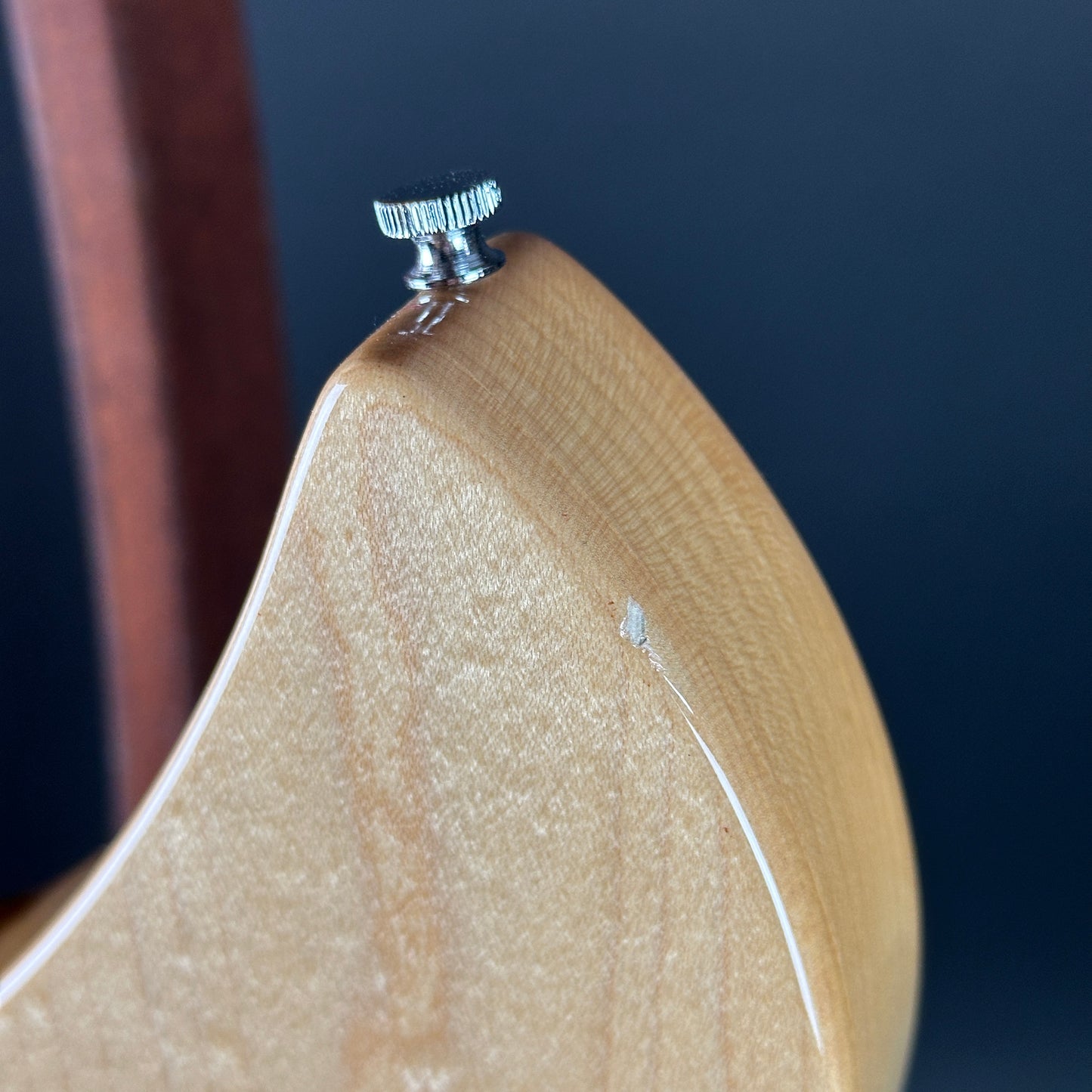 Ding on horn of Used 2000 Rickenbacker Rose Morris 1997 Reissue Mapleglo.