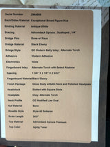 Spec sheet for Martin Custom Shop 00-12F 41 Style Adirondack/Exceptional Broad Figure Koa.