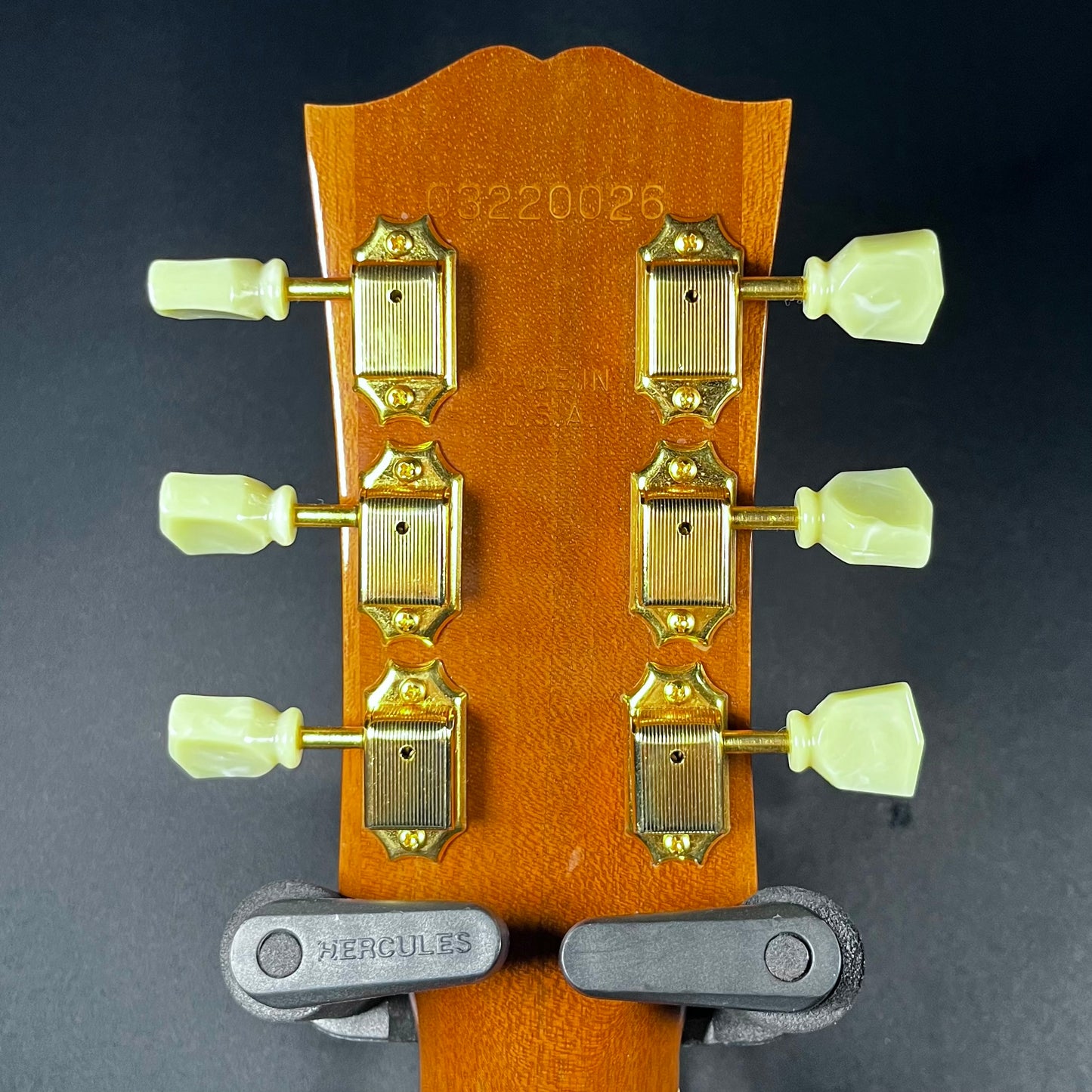 Back of headstock of Used Gibson Custom Shop J-185 Rick's Custom 1 of 1 w/Case TFW2550