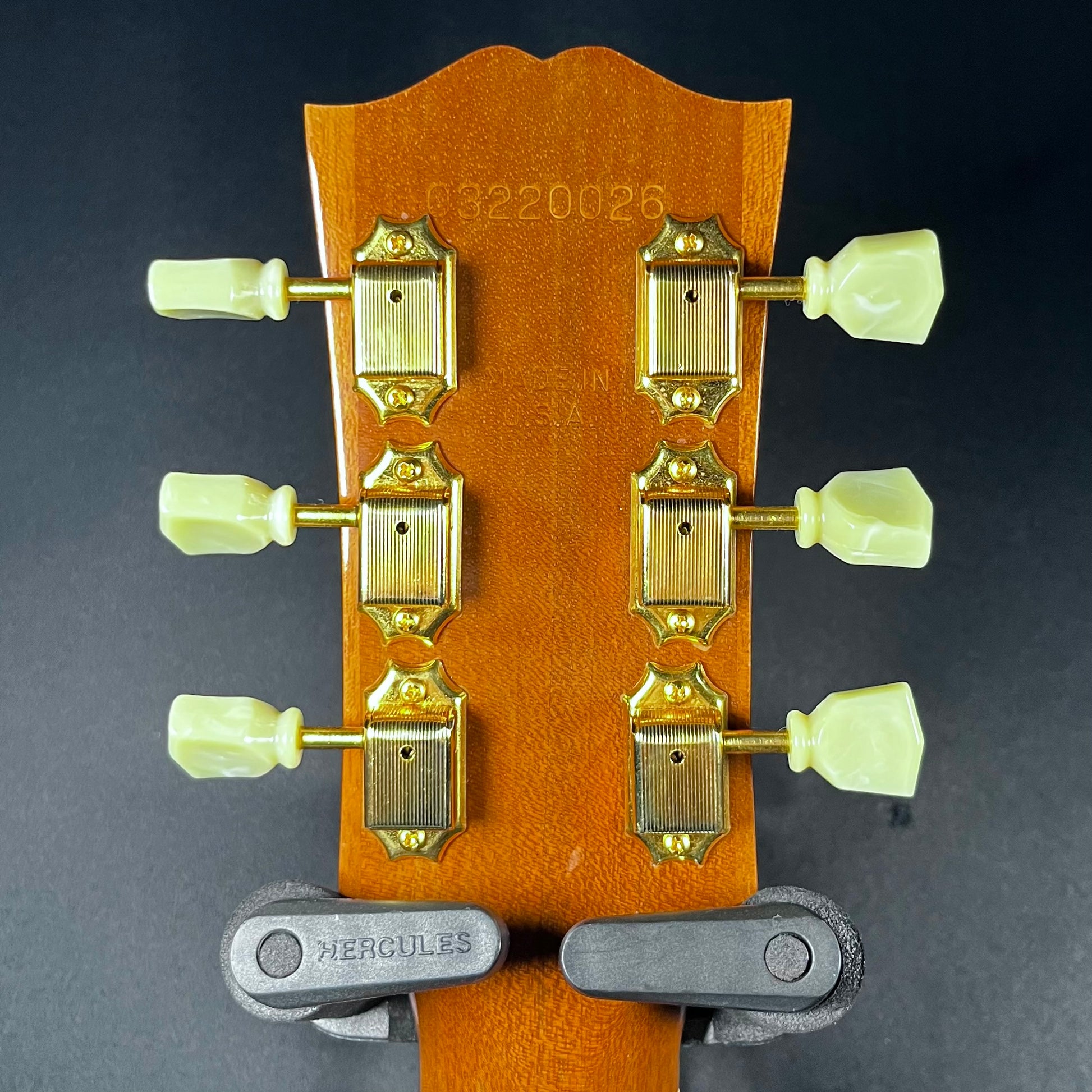 Back of headstock of Used Gibson Custom Shop J-185 Rick's Custom 1 of 1 w/Case TFW2550