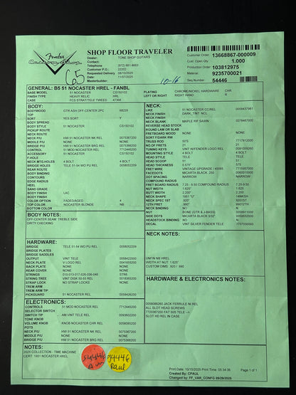 Green document with text and a red stamp on a black background