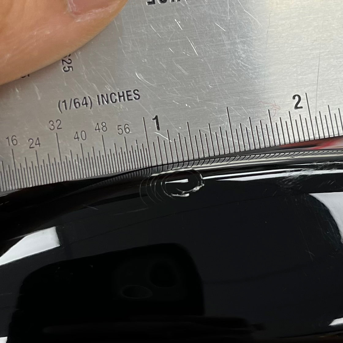 Ding on front edge of Used Fender Custom Shop Stratocaster 1 of 1 Maple Top Sunburst w/Case TFW2549