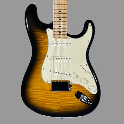 Front of Used Fender Custom Shop Stratocaster 1 of 1 Maple Top Sunburst w/Case TFW2549