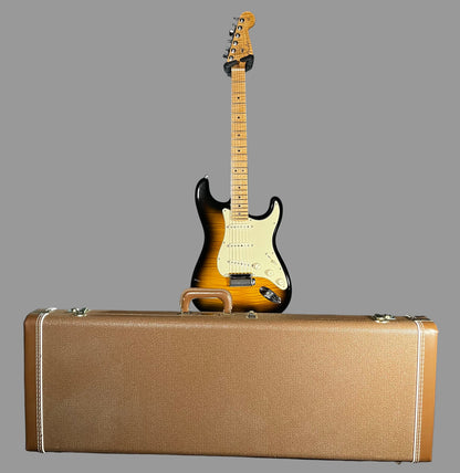 Front of w/case of Used Fender Custom Shop Stratocaster 1 of 1 Maple Top Sunburst w/Case TFW2549