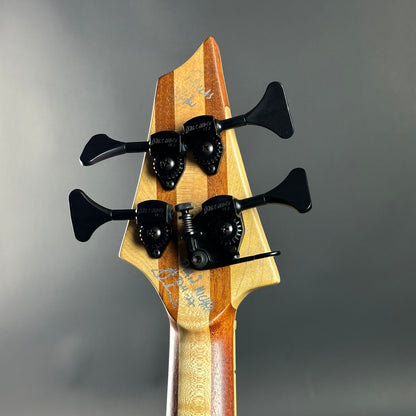 Back of headstock of Used 2022 Warrior 4 String Neck Thru Dran Michael.