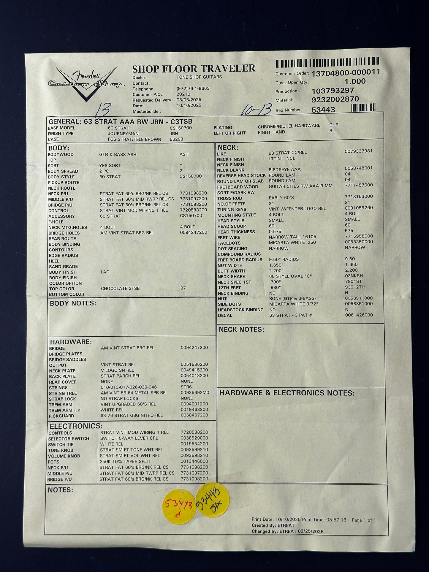 Document with text and a yellow label on a dark background